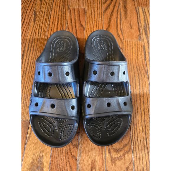 Crocs Unisex Baya Two-Strap Slide Sandals - Black Men's Size 8 Women's Size 10 - Picture 5 of 11